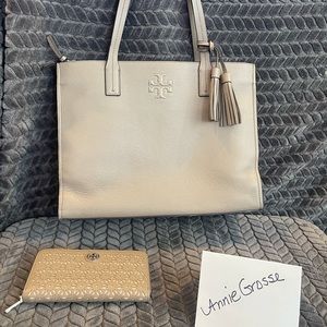 SOLD Tory Burch Taupe Handbag and Wallet